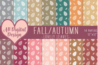 Fall Digital Paper Backgrounds, Autumn Leaves, Seamless