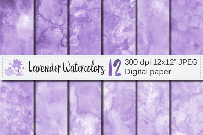 Lavender Watercolor Digital Paper / Handpainted textures