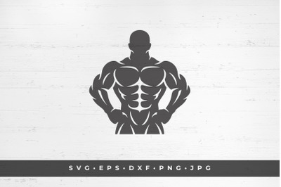 Bodybuilder male silhouette isolated on white background vector illust