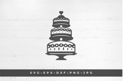 Wedding cake vector illustration. SVG, PNG, DXF, Eps, Jpeg / Cut Files