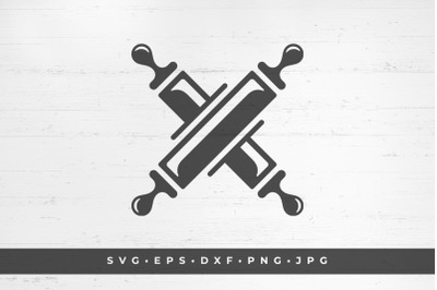Two crossed rolling pins icon isolated on white background vector illu