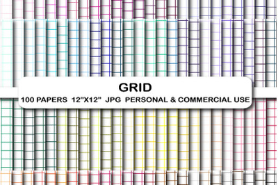 100 Grid Digital Papers Lines Stripes