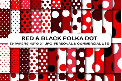 Red Polka Dot Digital Background Papers