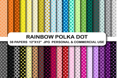 Rainbow Polka Dot Digital Pattern Papers