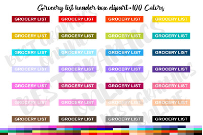 100 Grocery Shopping List Header Box Clipart