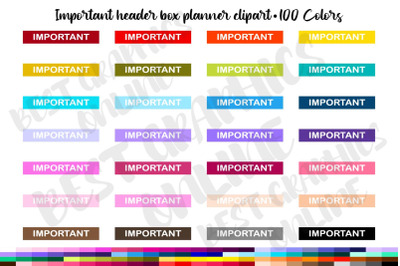 100 Important Planner Header Box Clipart