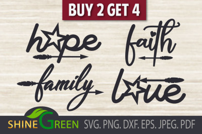 Christmas SVG Bundle Faith Hope Love Family SVG Cut File Arrow