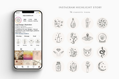 Hand Drawn Instagram Highlight Story Templates and Icons.