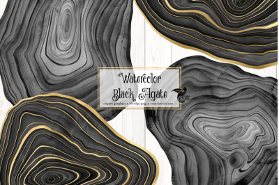 Watercolor Black Agate Clip Art