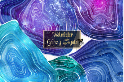 Watercolor Galaxy Agate Clip Art