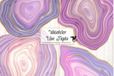 Watercolor Lilac Agate Clip Art