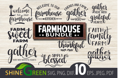 Farmhouse SVG Bundle. 10 Farm, Thanksgiving Designs