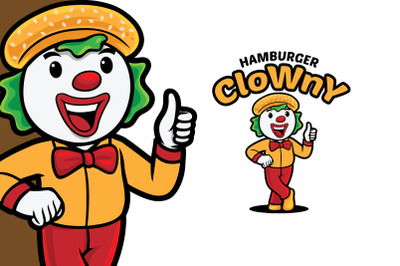 Hamburger Clown Mascot Logo Template