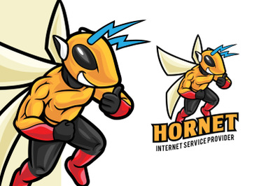 HorNet Internet Service Mascot Logo Template