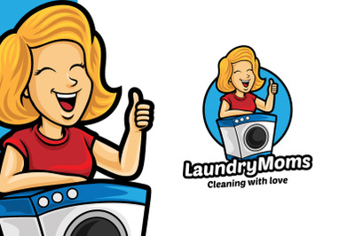 Laundry Mom Mascot Logo Template