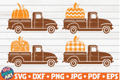 4 Patterned Pumpkin Trucks SVG Bundle