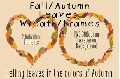 Fall Clipart Leaves Wreath Frames PNG, Autumn Leaves Colors