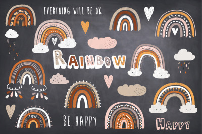 Boho Rainbow Black Board Collections