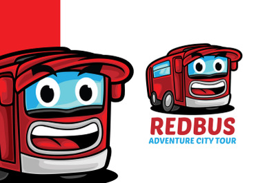 Red Bus Tour Mascot Logo Template