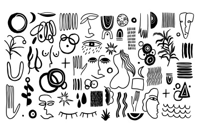 Set naive doodle abstract collection