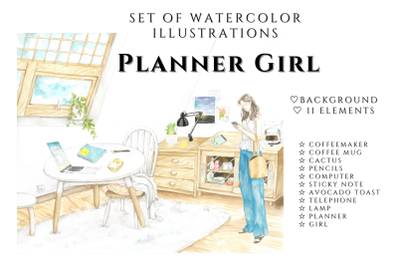 Crafting clipart, Planner Girl Clipart, Crafty girl clipart