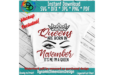 November girl svg, November birthday svg, This Queen was born, Women b