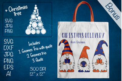 CHRISTMAS Delivery. Christmas Gnoms. Gnome TRIO Clipart.