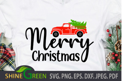 Christmas SVG Cut File with Christmas Tree&2C; Red Truck DXF EPS