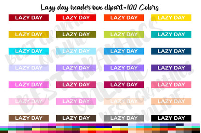 100 Lazy Day Header Planner Box Clipart