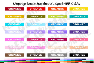 Organize Planner Header Box Clipart Set