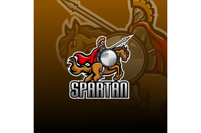 Spartan with horse jump esport mascot logo