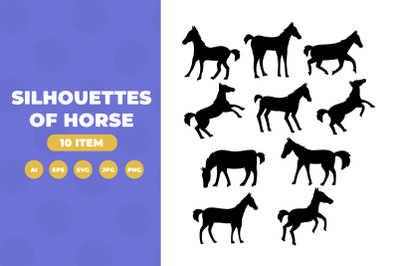 Silhouettes of horse