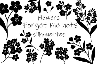 Flowers silhouettes vector. Flower forget me not. Flower SVG