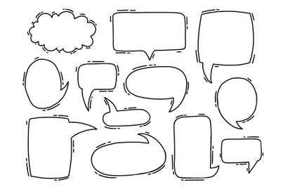 Collection hand drawn communicate speech.