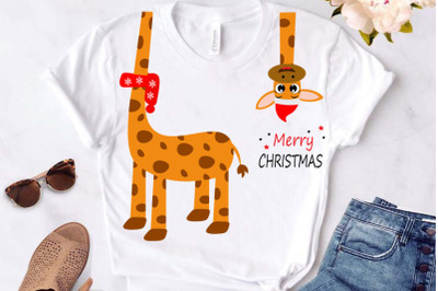 Cute giraffe Christmas clipart, svg file, card, t-shirt design. This f