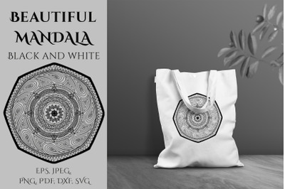 Mandala SVG Files. Black and white mandala craft cut files. Ornament.