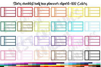 100 Stars Checklist Notes Half Box Clipart