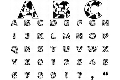 cow print SVG, alphabet PNG, DXF, clipart, EPS, vector