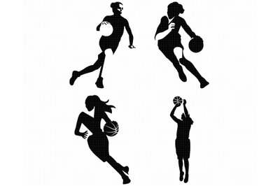 female basketball players SVG, PNG, DXF, clipart, EPS, vector