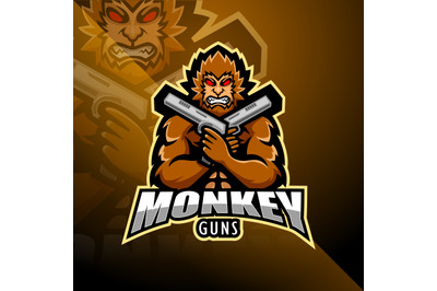 Monkey gunner esport mascot logo design