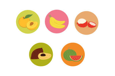 Fruits Icon Vector Bundle