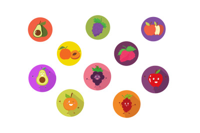 Fruits Cartoon Icon Vector Bundle