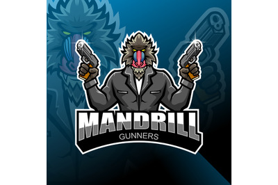 Mandrill gunner esport mascot logo design