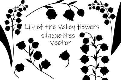 Lilies of the valley flowers silhouettes vector illustration