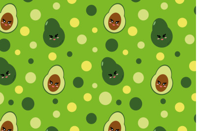 cute avocado seamless pattern flat green