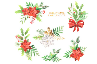 Watercolor Christmas Arrangements Set