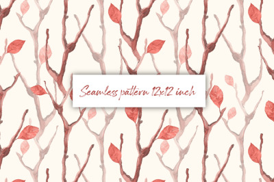 Dry branches. Watercolor seamless pattern