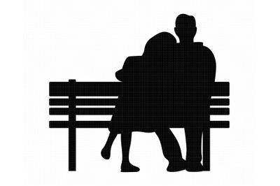 couple sitting on a bench SVG, PNG, DXF, clipart, EPS, vector