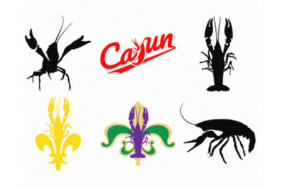 crawfish SVG, fleur de lis PNG, mardi gras DXF, clipart, EPS, vector