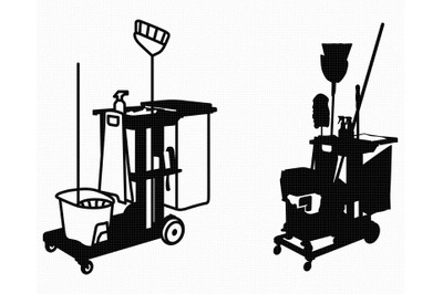 custodian cart SVG, janitor cart PNG, DXF, clipart, EPS, vector